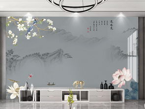 中式精品山水无框画 高清荷花主题电视背景墙设计